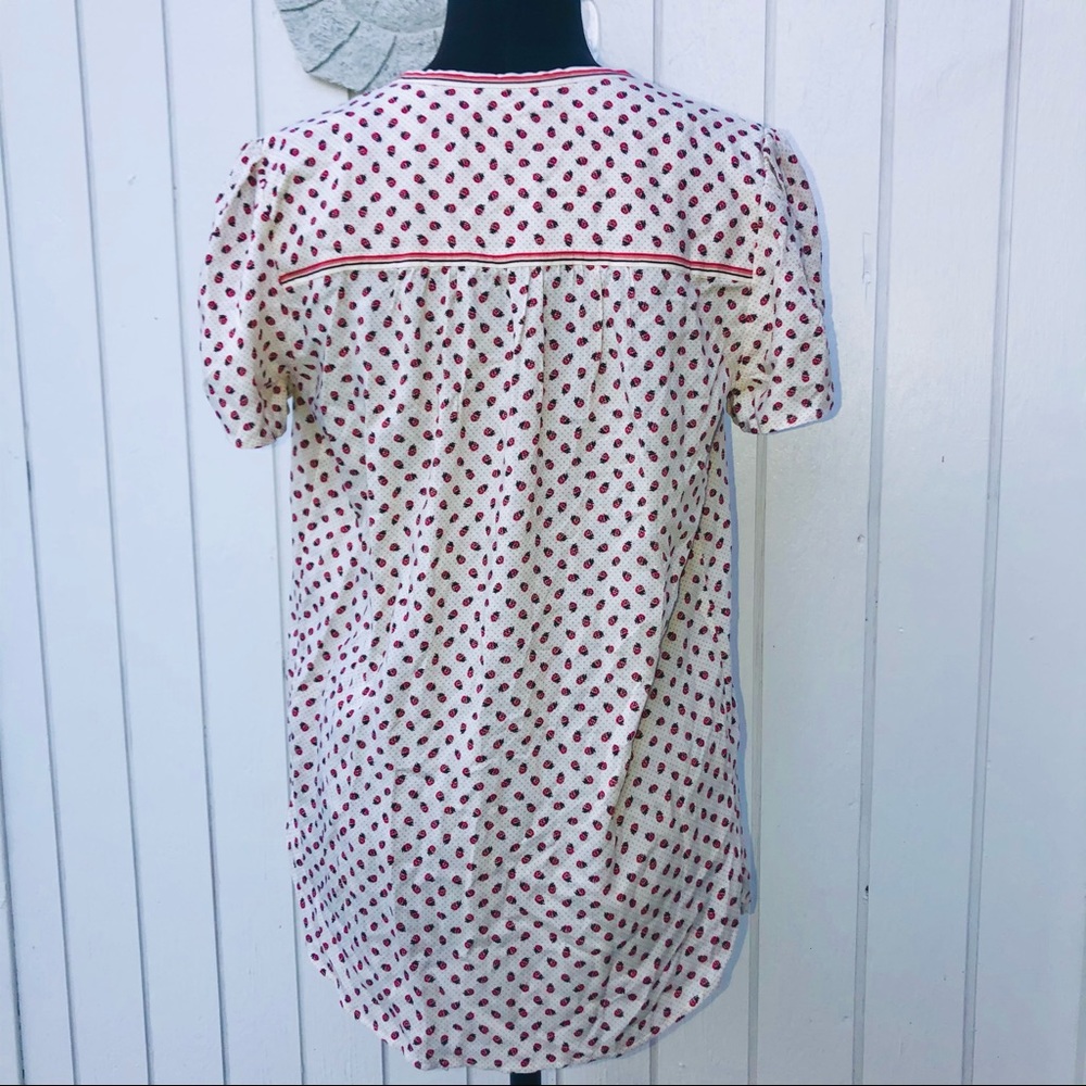 Max Studio Blouse Ladybug Print Button Down Top W… - image 6